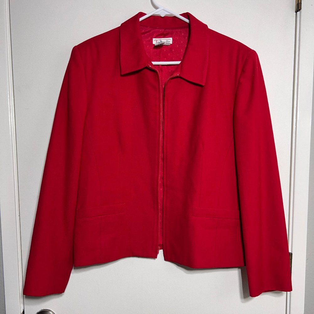 Talbot's Worsted Wool Blazer Suit Jacket Coat Top Red Women's Size 14